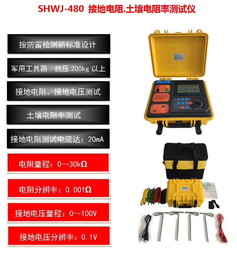SHWJ-480 接地電阻土壤電阻率測(cè)試儀